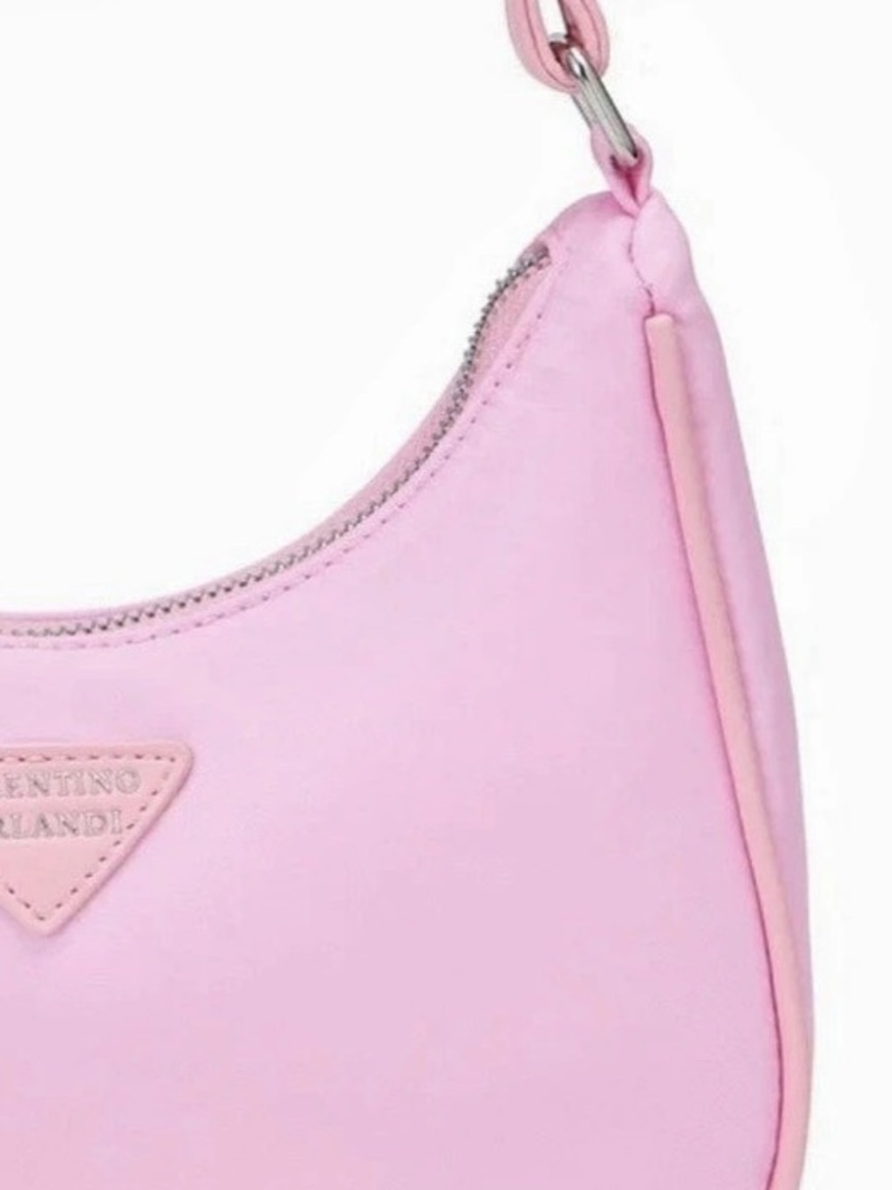 Bubble gum pink crescent shoulder bag